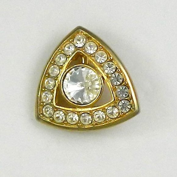 Triangle Rivoli Crystal Pendant Vintage Unsigned - Picture 1 of 9
